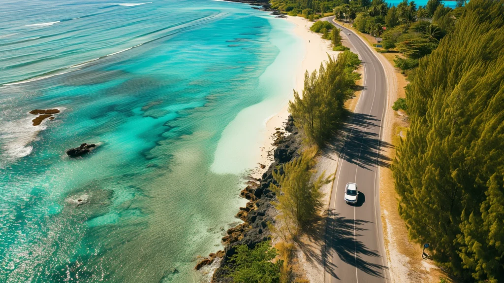 voiture expatriation plage ile maurice